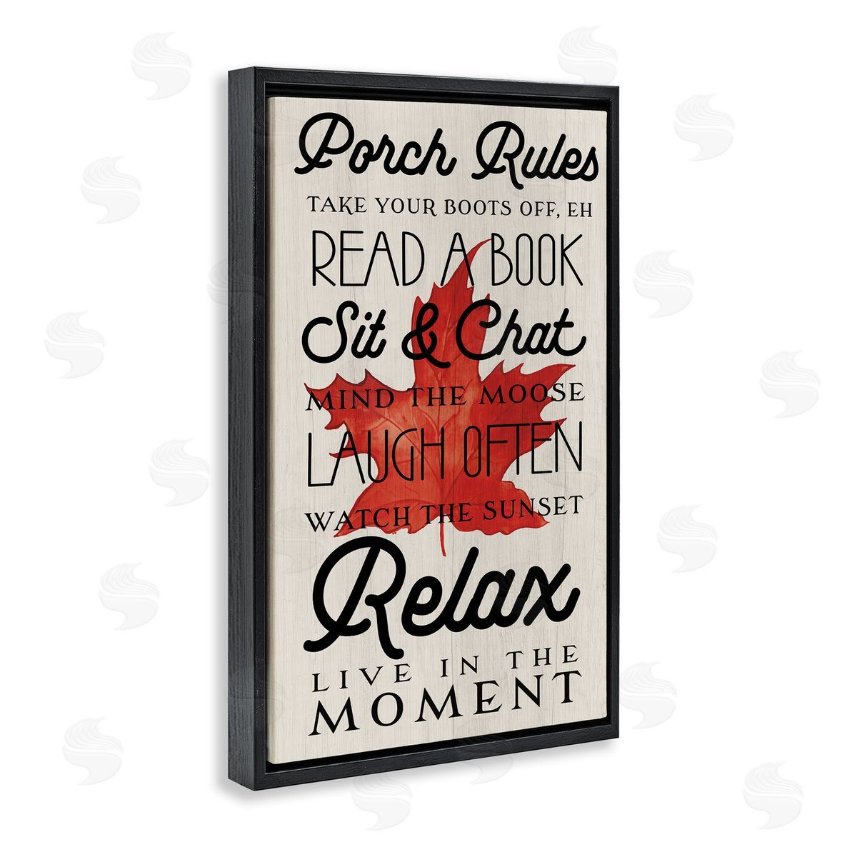Lil' Rue Canada Porch Rules with Leaf Canvas Wall Art Print