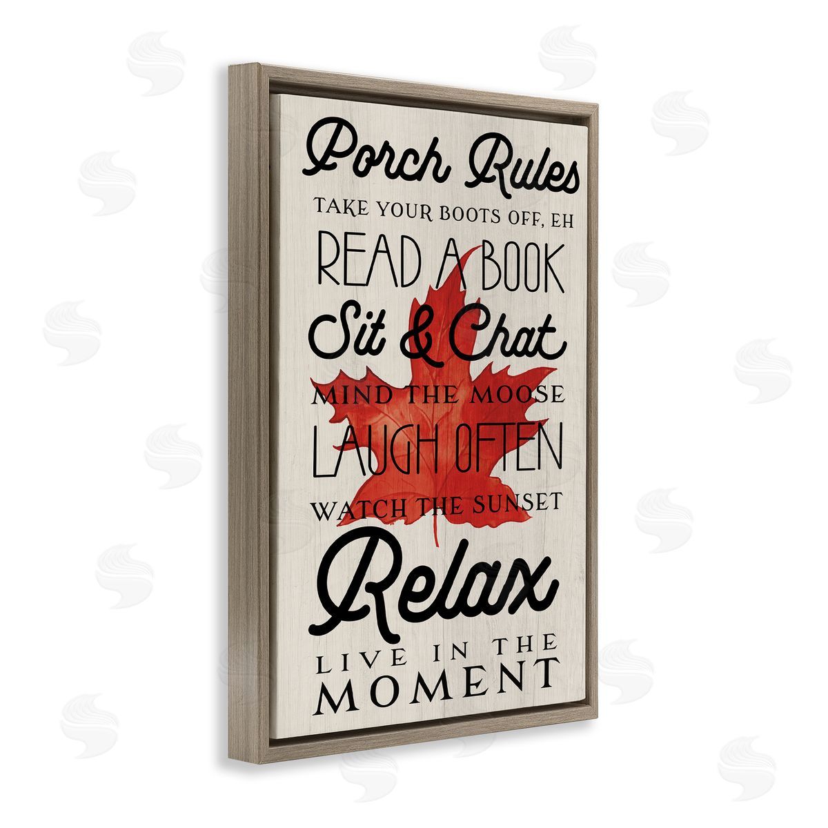 Lil' Rue Canada Porch Rules with Leaf Canvas Wall Art Print