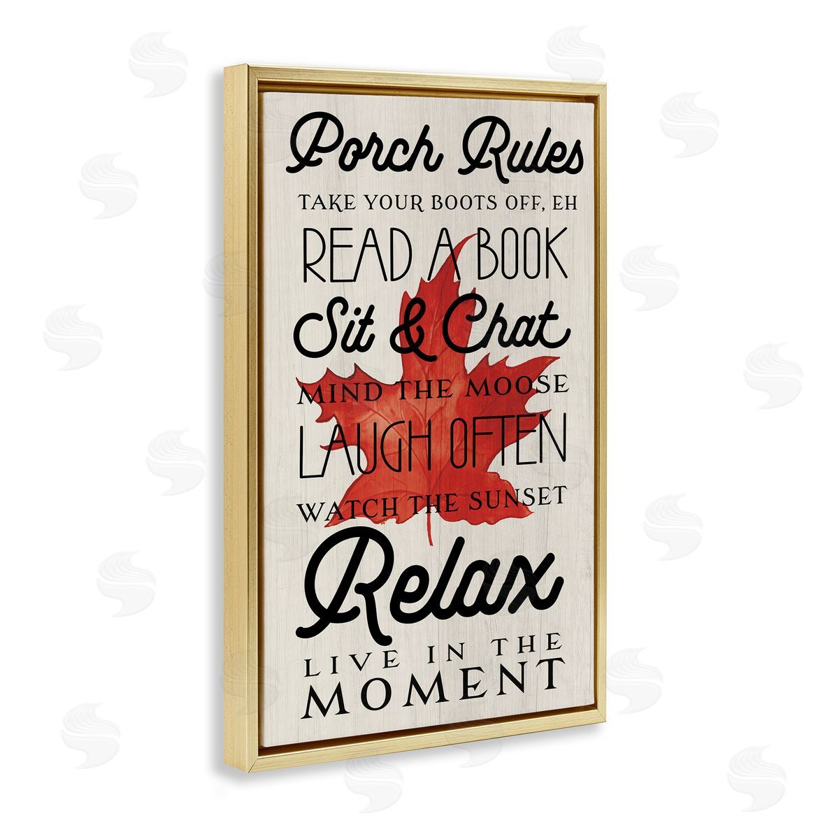 Lil' Rue Canada Porch Rules with Leaf Canvas Wall Art Print