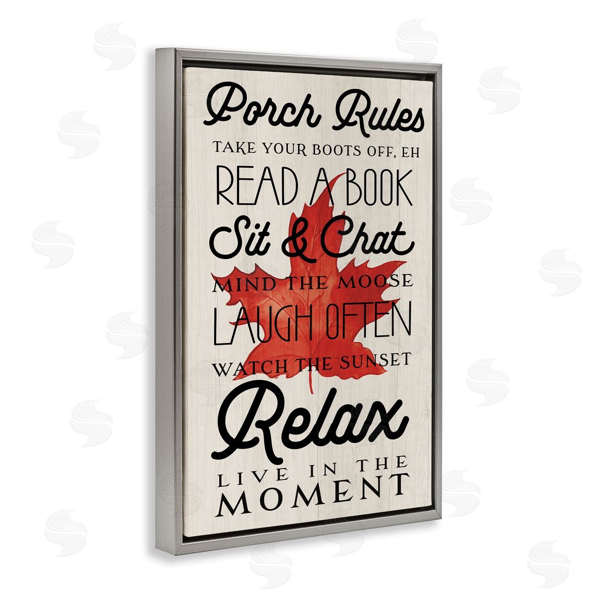Lil' Rue Canada Porch Rules with Leaf Canvas Wall Art Print