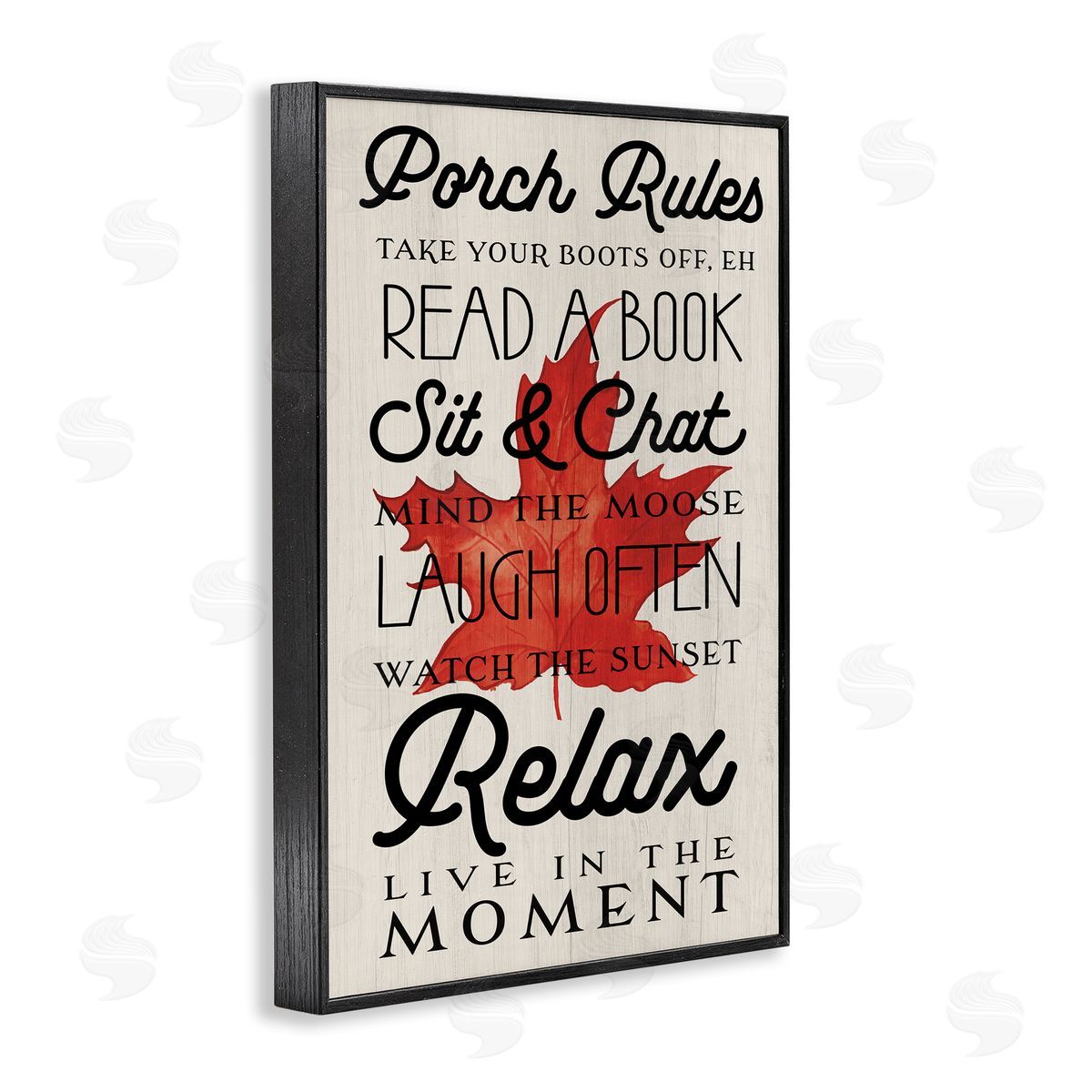 Lil' Rue Canada Porch Rules with Leaf Canvas Wall Art Print