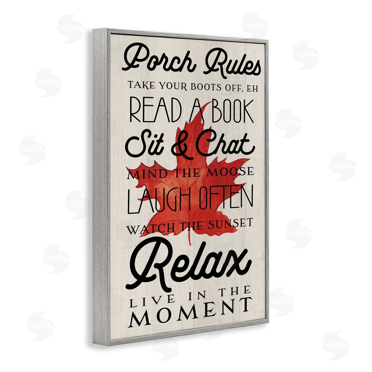 Lil' Rue Canada Porch Rules with Leaf Canvas Wall Art Print