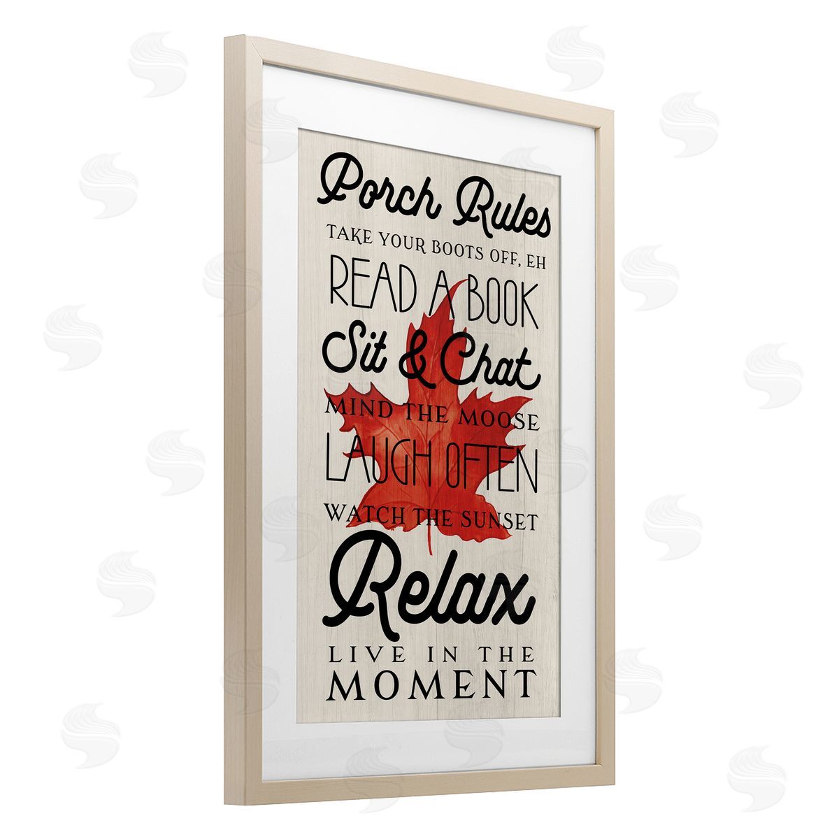 Lil' Rue Canada Porch Rules with Leaf Canvas Wall Art Print