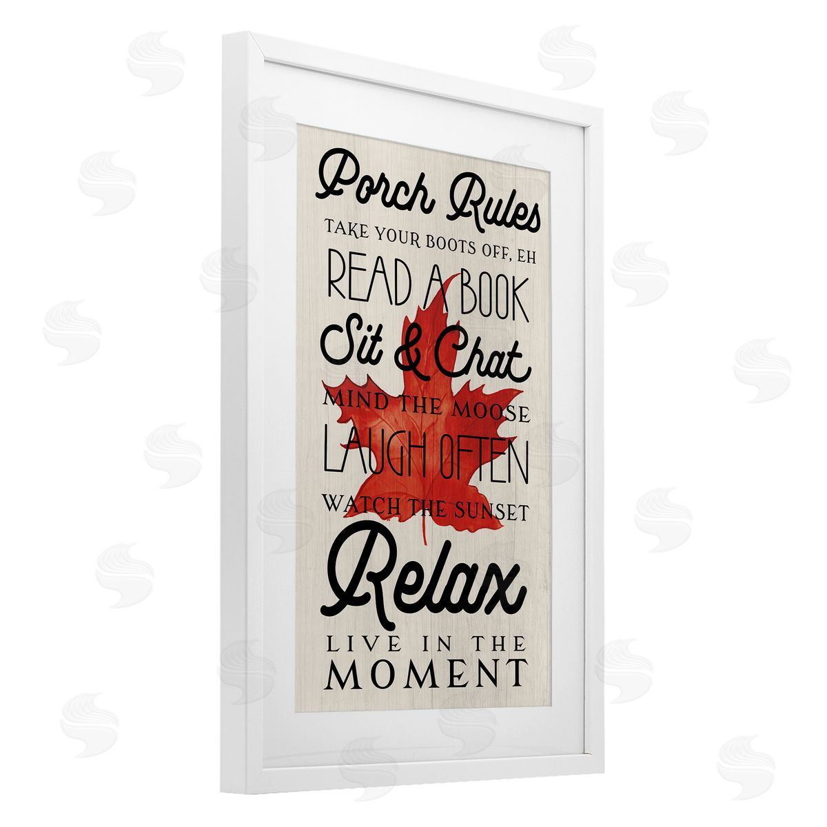 Lil' Rue Canada Porch Rules with Leaf Canvas Wall Art Print