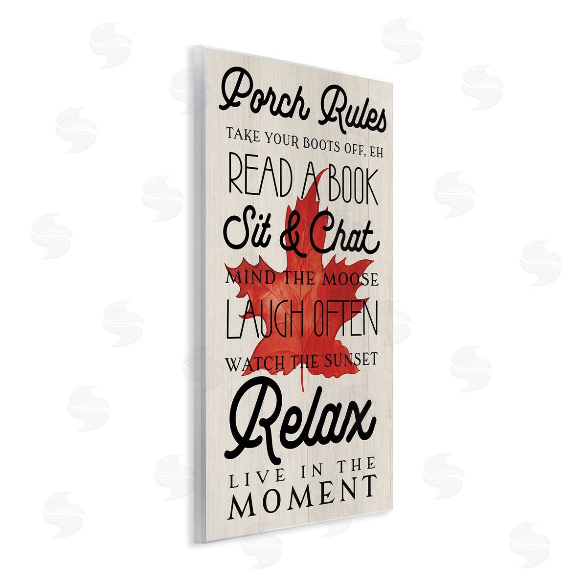 Lil' Rue Canada Porch Rules with Leaf Canvas Wall Art Print