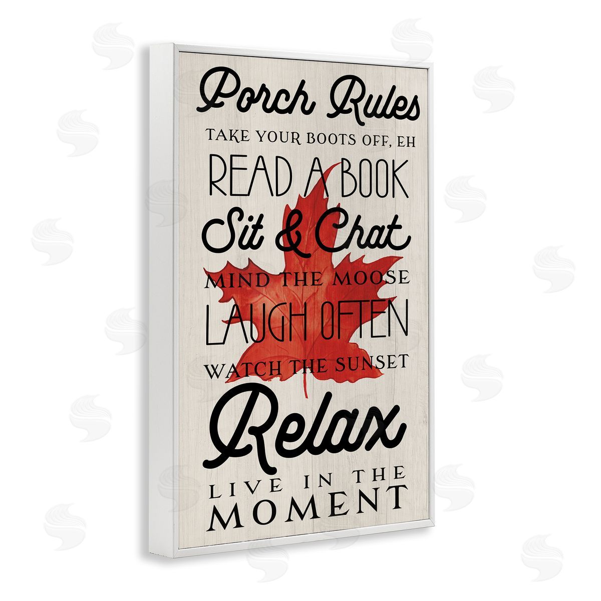 Lil' Rue Canada Porch Rules with Leaf Canvas Wall Art Print