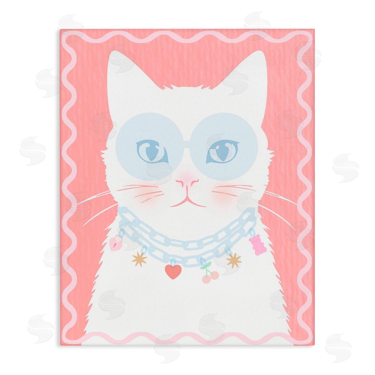 Lil' Rue Pastel Cat with Necklace Canvas Wall Art Print