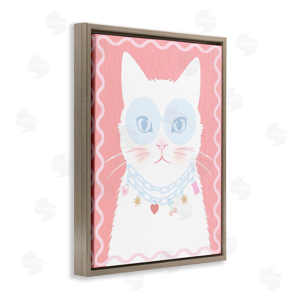Lil' Rue Pastel Cat with Necklace Canvas Wall Art Print