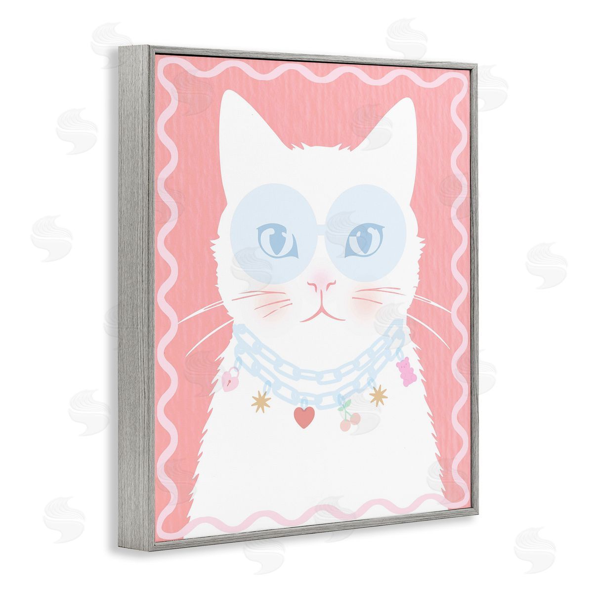 Lil' Rue Pastel Cat with Necklace Canvas Wall Art Print