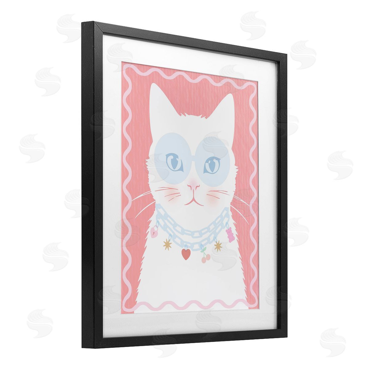 Lil' Rue Pastel Cat with Necklace Canvas Wall Art Print