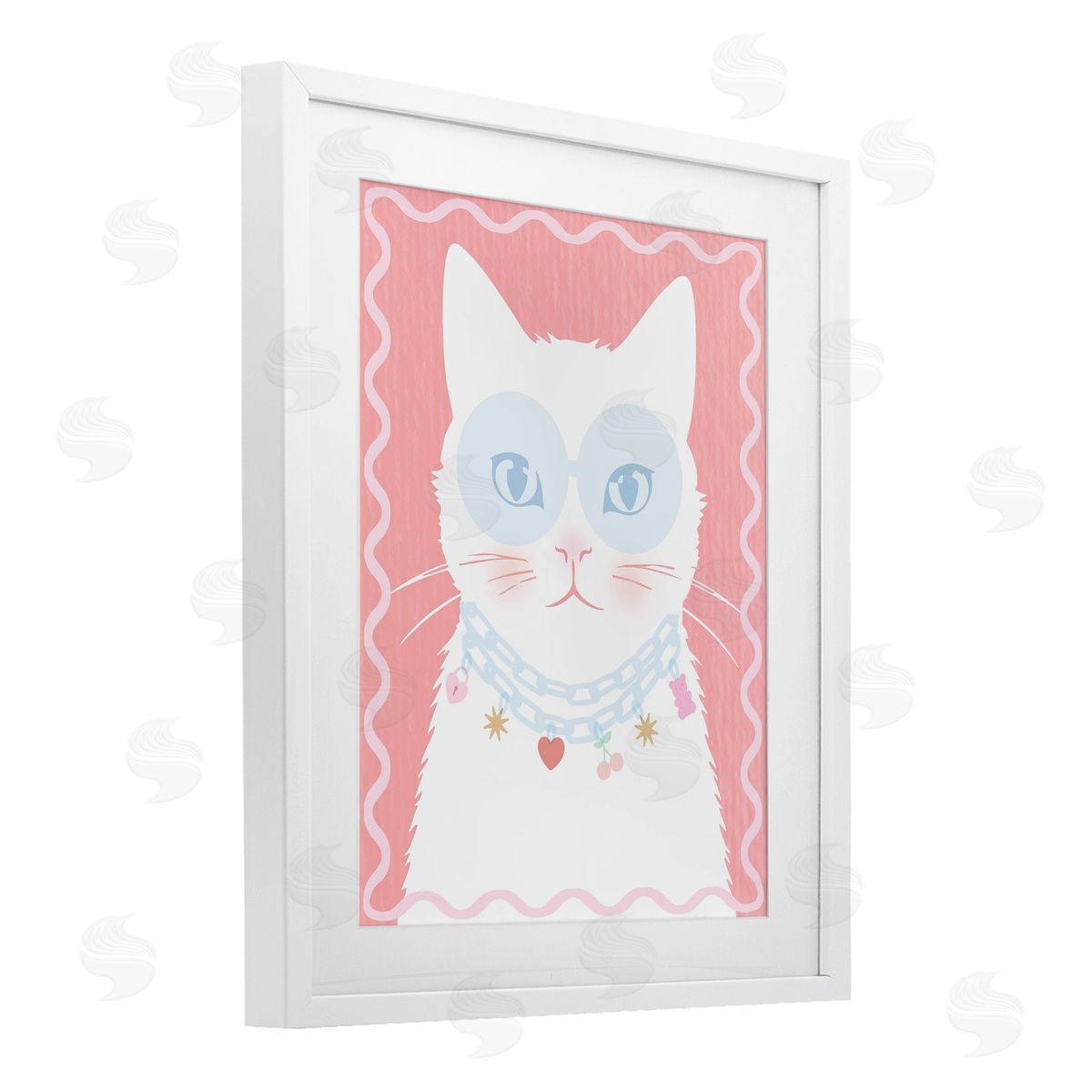 Lil' Rue Pastel Cat with Necklace Canvas Wall Art Print