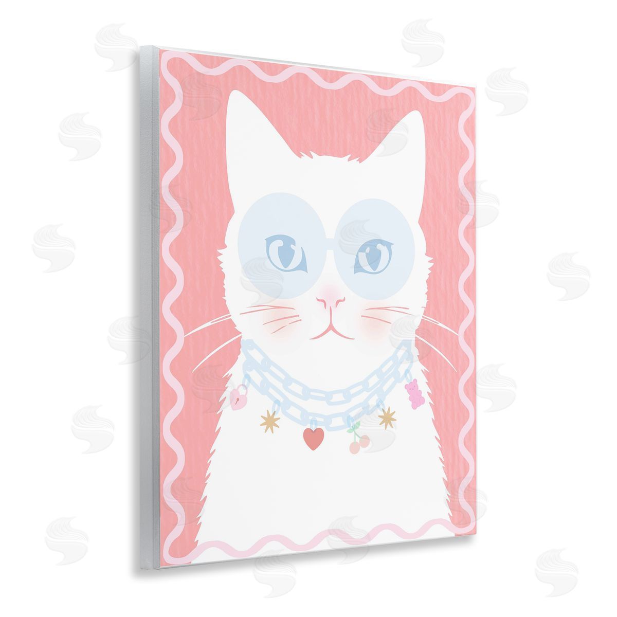 Lil' Rue Pastel Cat with Necklace Canvas Wall Art Print