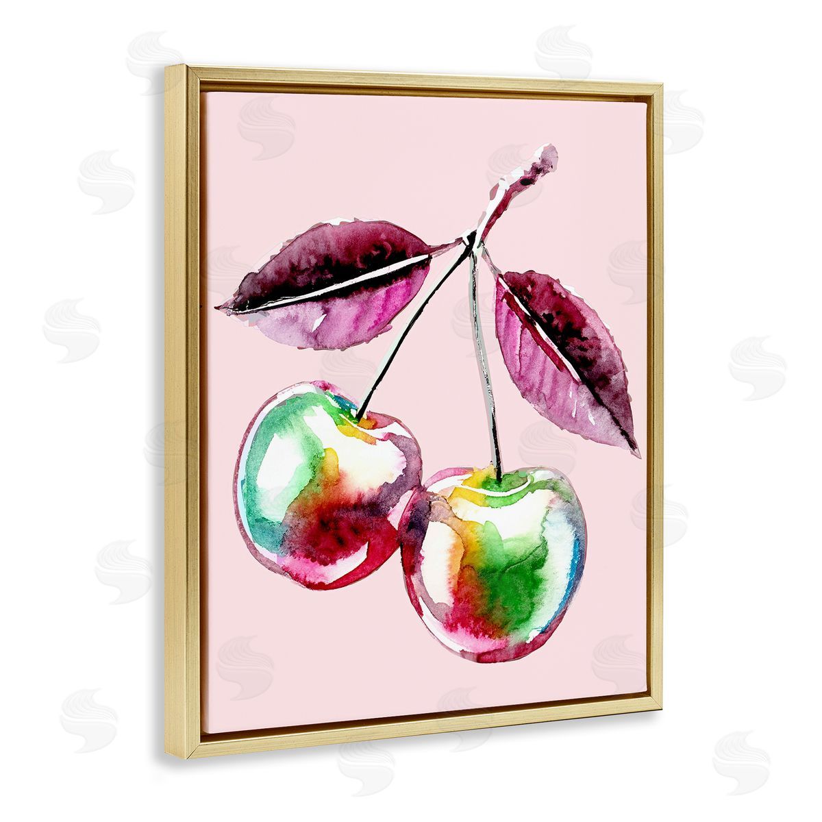 Lil' Rue Chromatic Cherries on Pink Canvas Wall Art Print