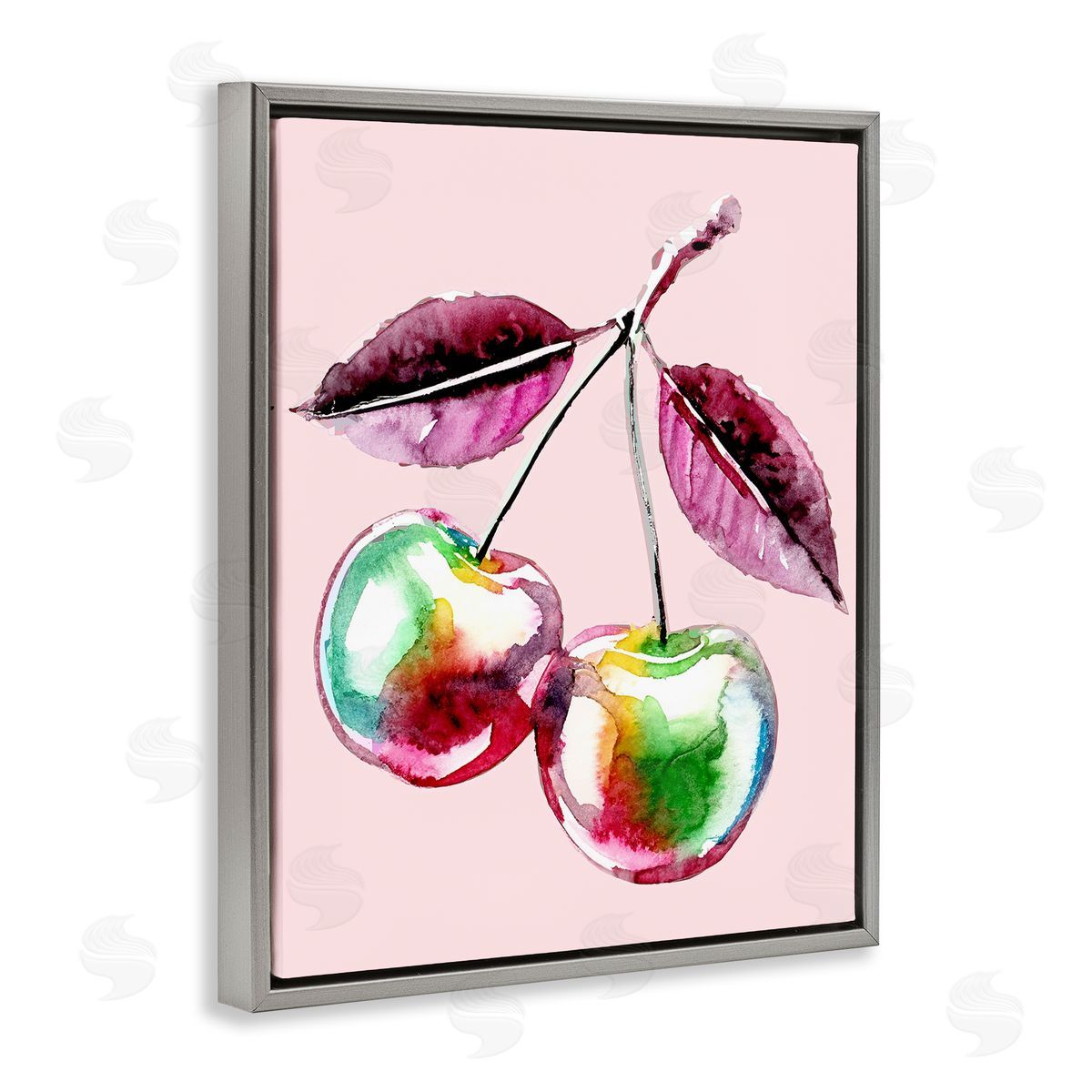 Lil' Rue Chromatic Cherries on Pink Canvas Wall Art Print