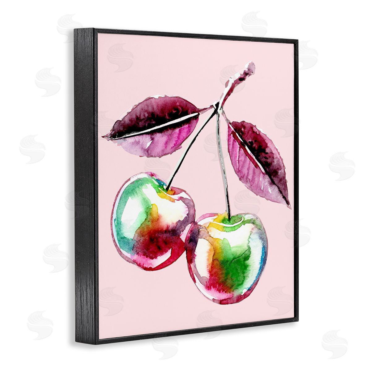 Lil' Rue Chromatic Cherries on Pink Canvas Wall Art Print