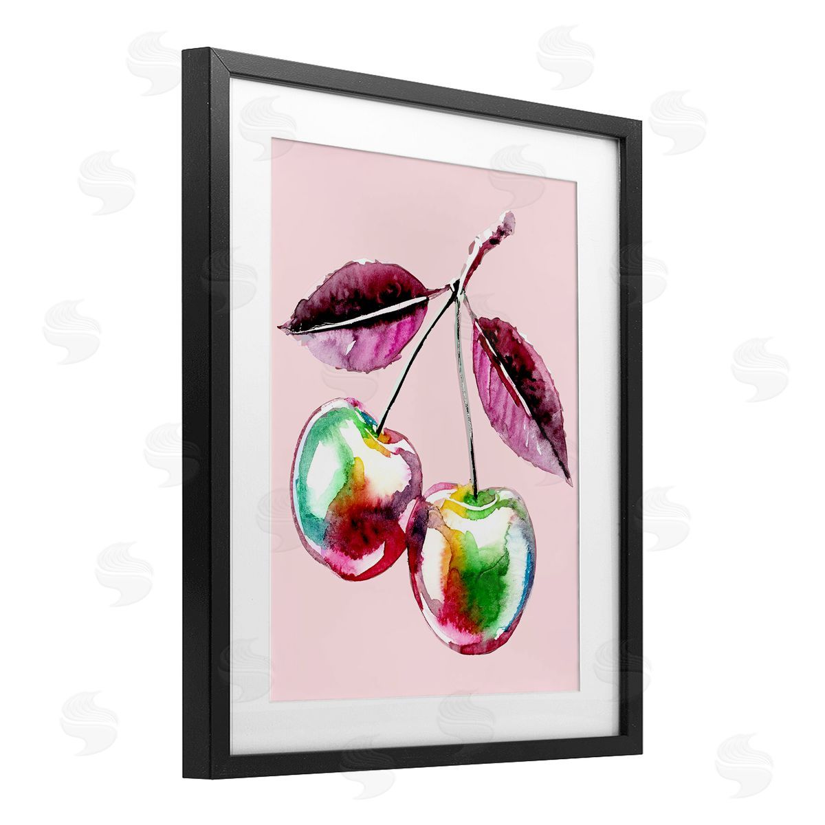 Lil' Rue Chromatic Cherries on Pink Canvas Wall Art Print