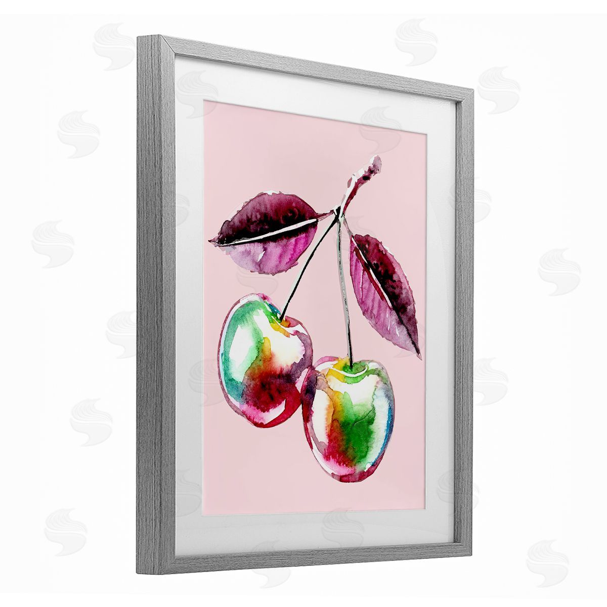 Lil' Rue Chromatic Cherries on Pink Canvas Wall Art Print