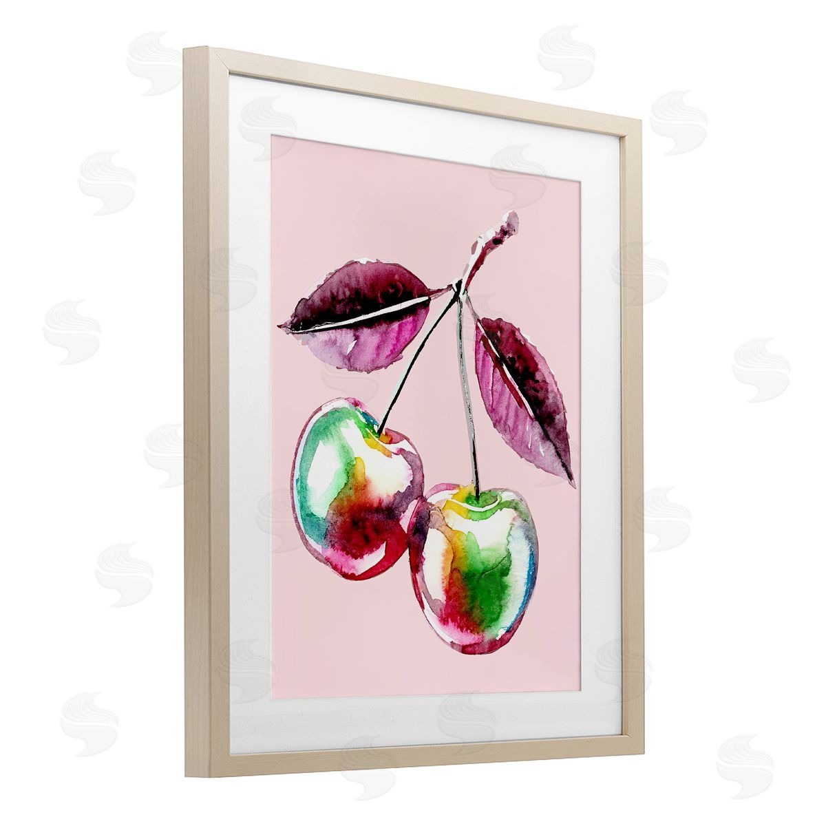 Lil' Rue Chromatic Cherries on Pink Canvas Wall Art Print