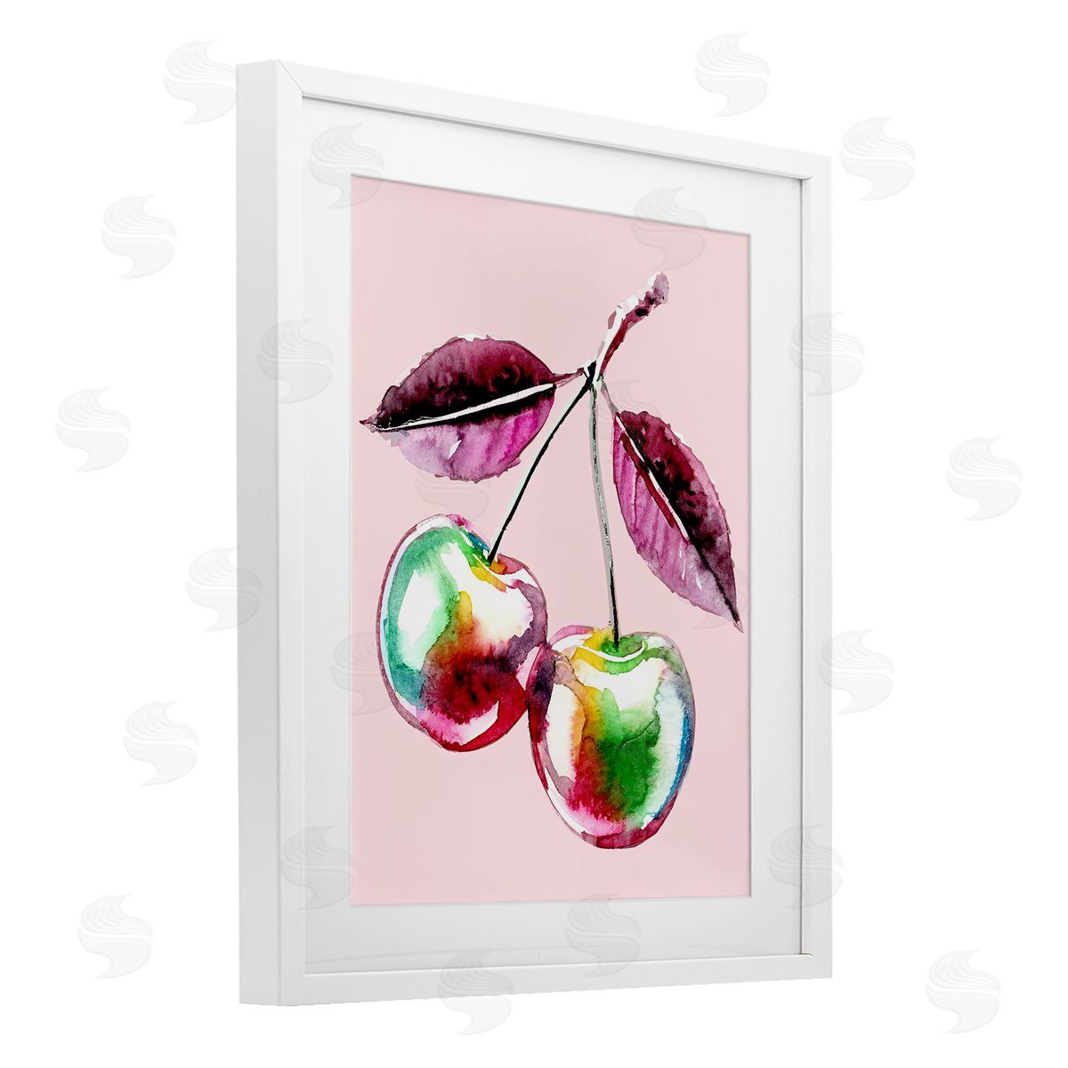 Lil' Rue Chromatic Cherries on Pink Canvas Wall Art Print