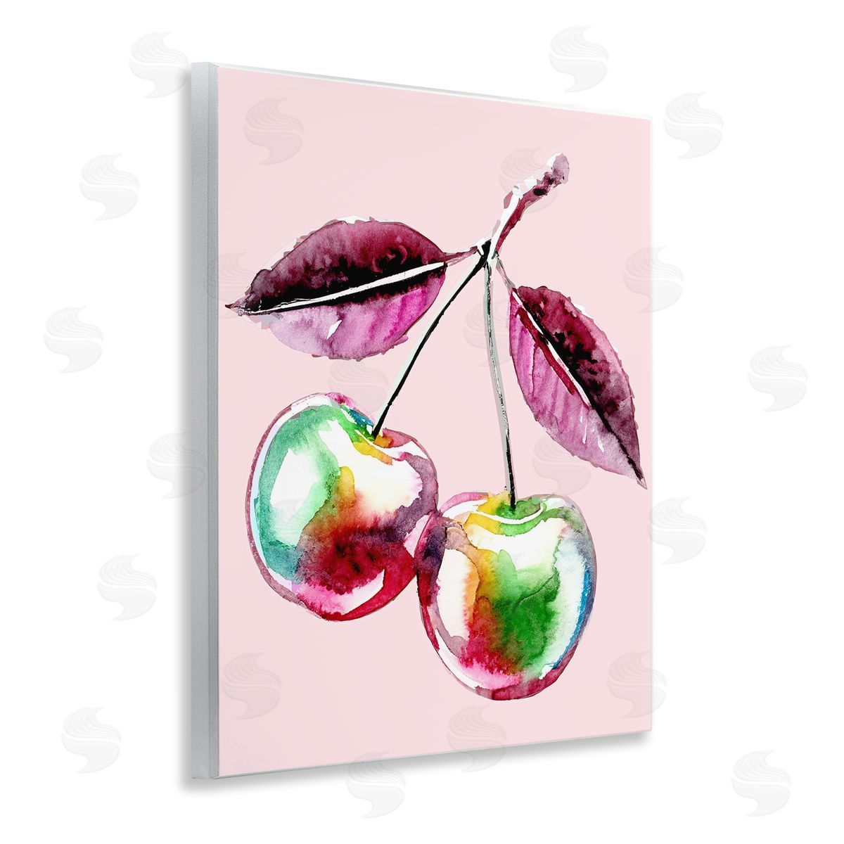 Lil' Rue Chromatic Cherries on Pink Canvas Wall Art Print