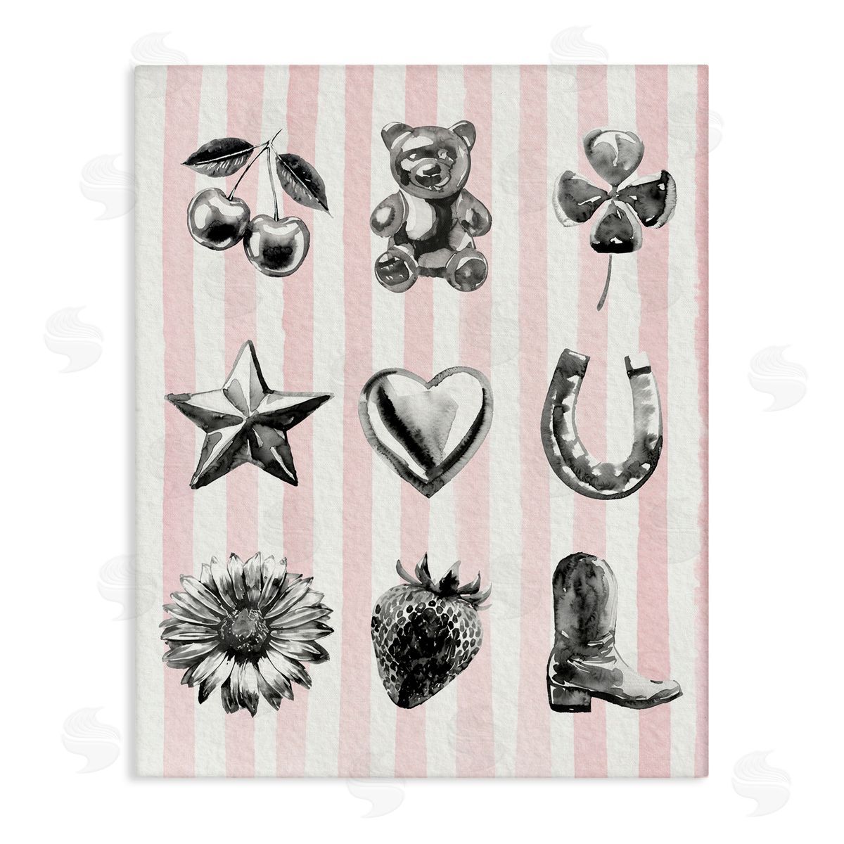 Lil' Rue Glam Western on Stripes Canvas Wall Art Print