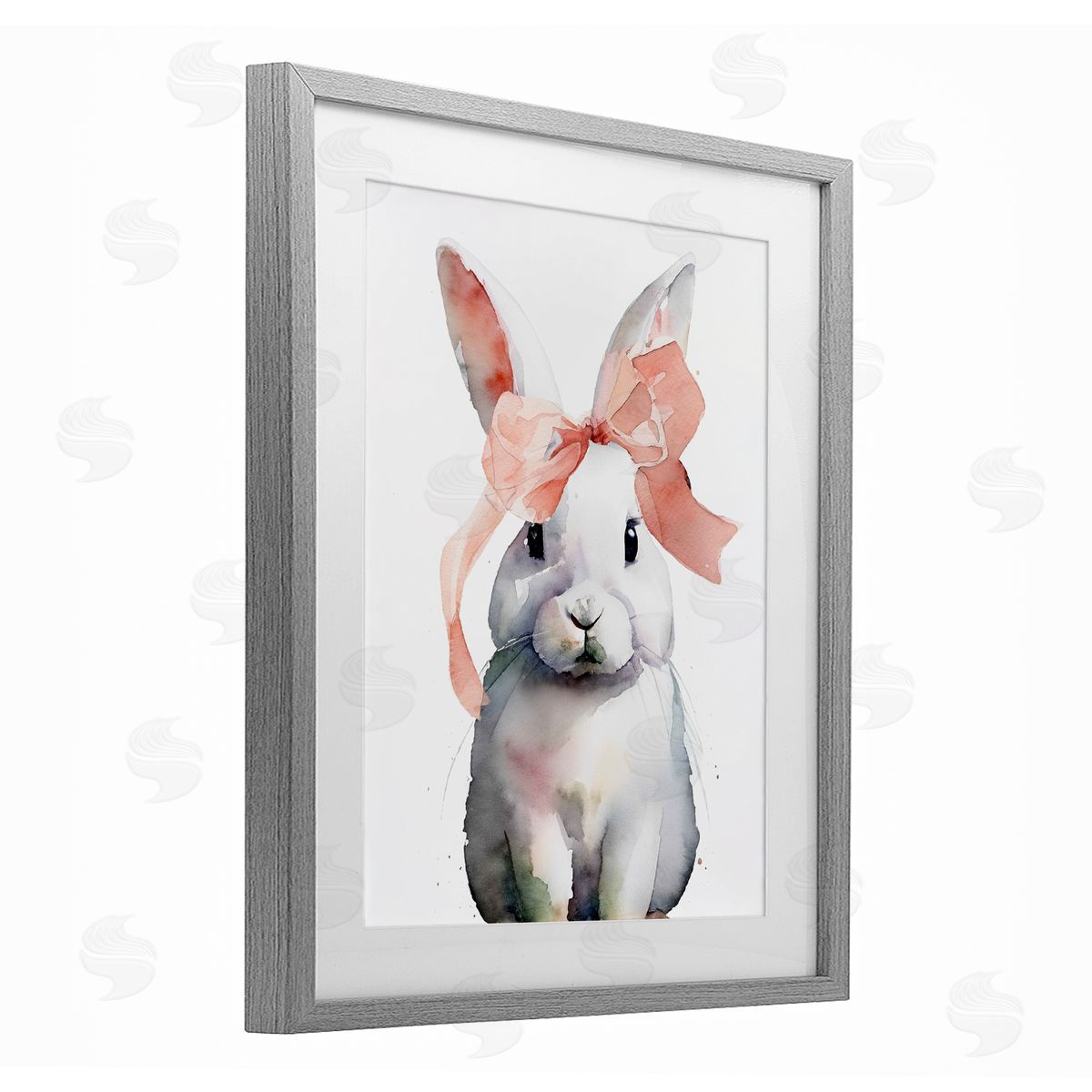 Lil' Rue Bunny with Soft Pink Ribbon Canvas Wall Art Print