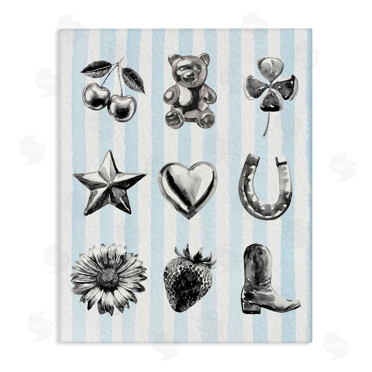 Lil' Rue Glam Western on Blue Canvas Wall Art Print