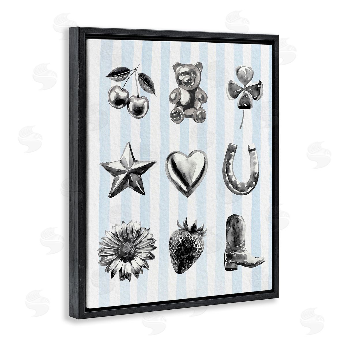 Lil' Rue Glam Western on Blue Canvas Wall Art Print