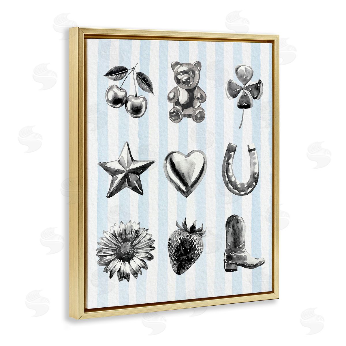Lil' Rue Glam Western on Blue Canvas Wall Art Print