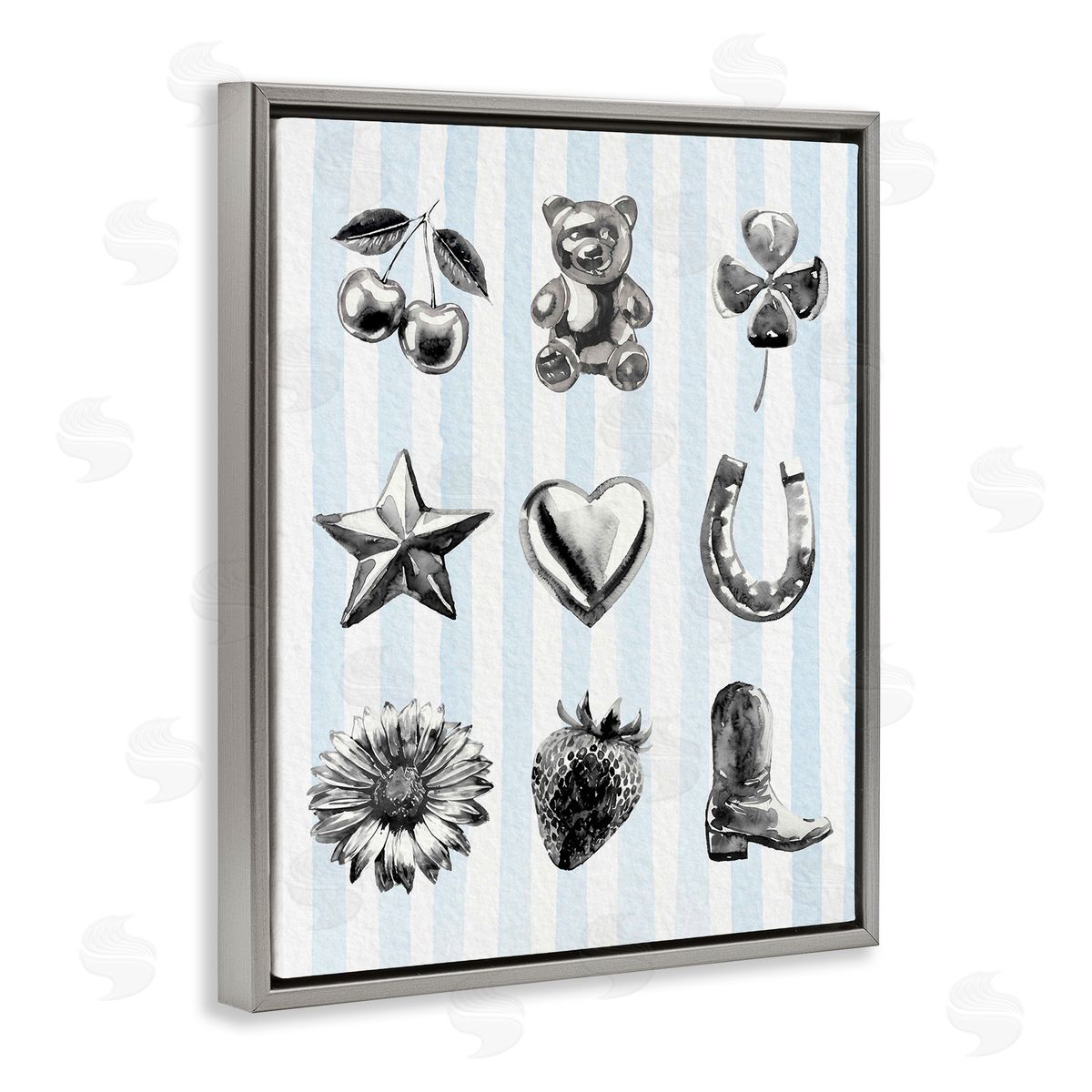 Lil' Rue Glam Western on Blue Canvas Wall Art Print