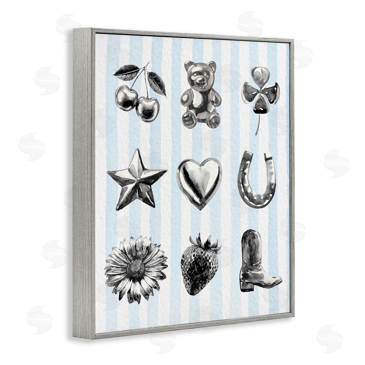 Lil' Rue Glam Western on Blue Canvas Wall Art Print