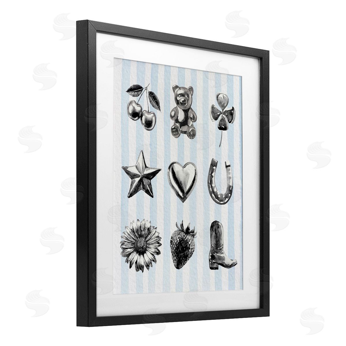Lil' Rue Glam Western on Blue Canvas Wall Art Print