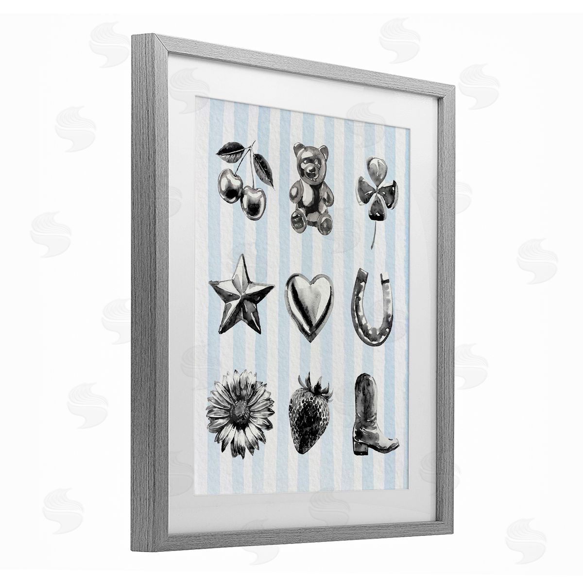 Lil' Rue Glam Western on Blue Canvas Wall Art Print