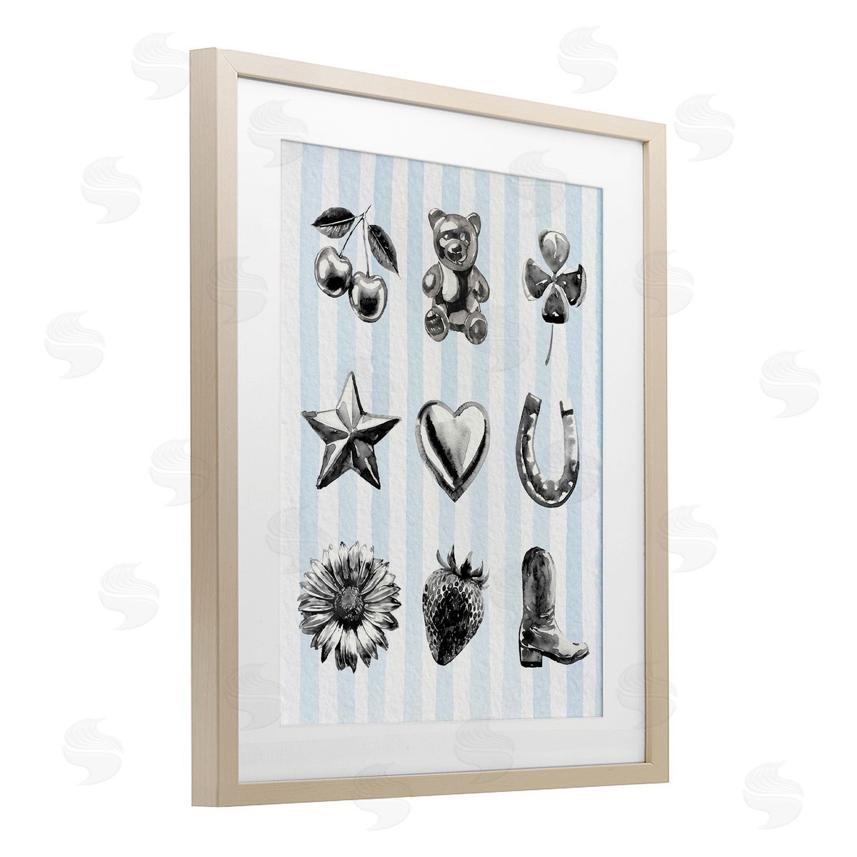 Lil' Rue Glam Western on Blue Canvas Wall Art Print