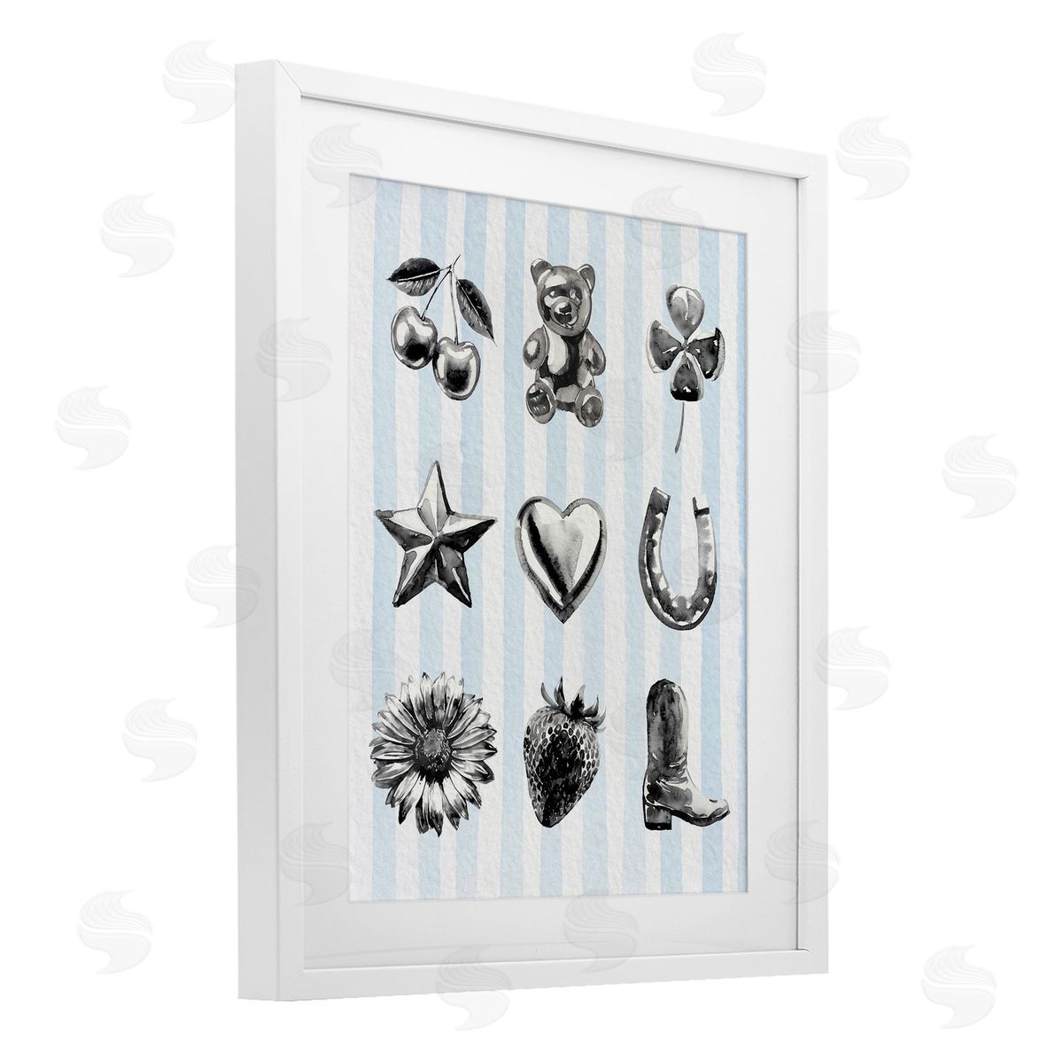 Lil' Rue Glam Western on Blue Canvas Wall Art Print