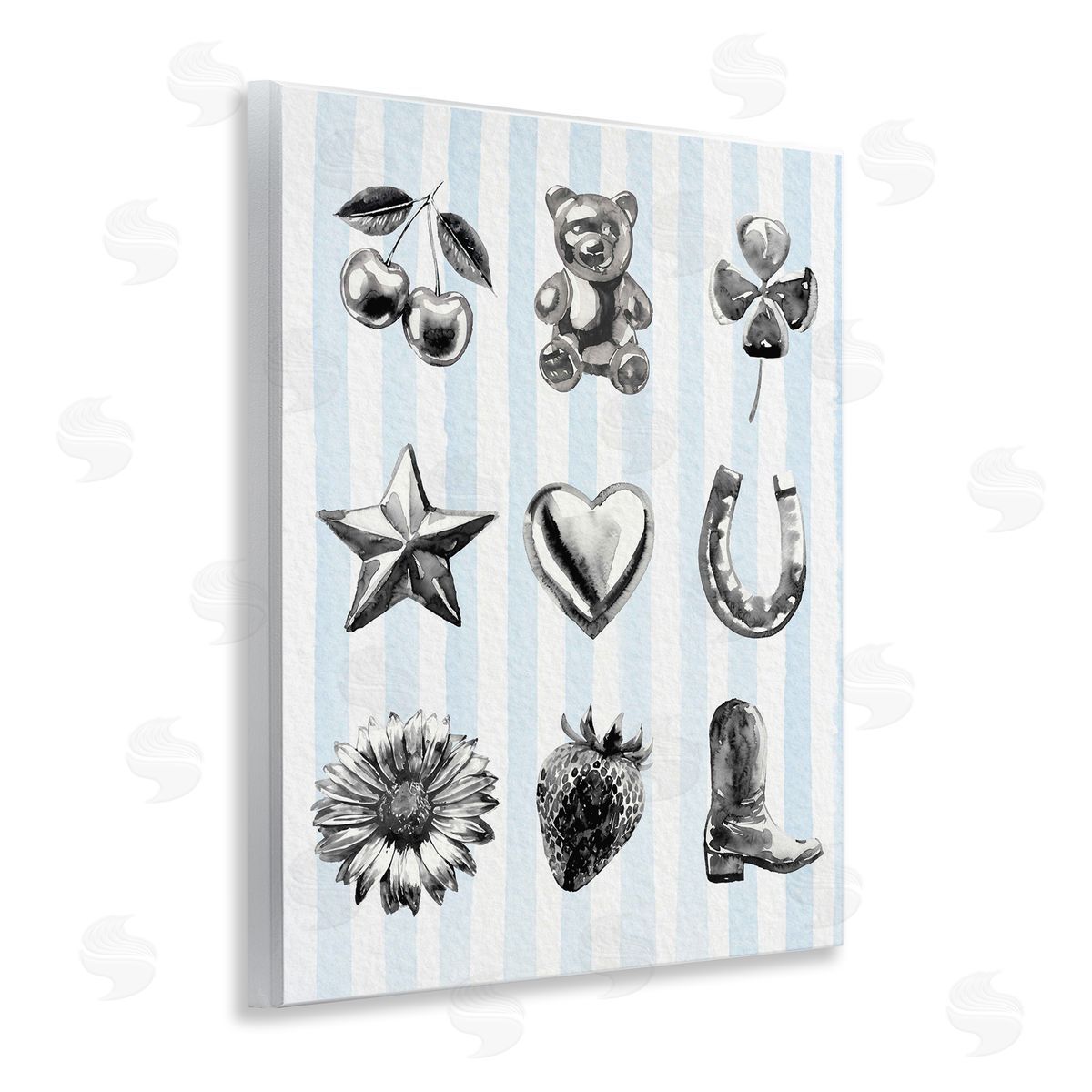 Lil' Rue Glam Western on Blue Canvas Wall Art Print