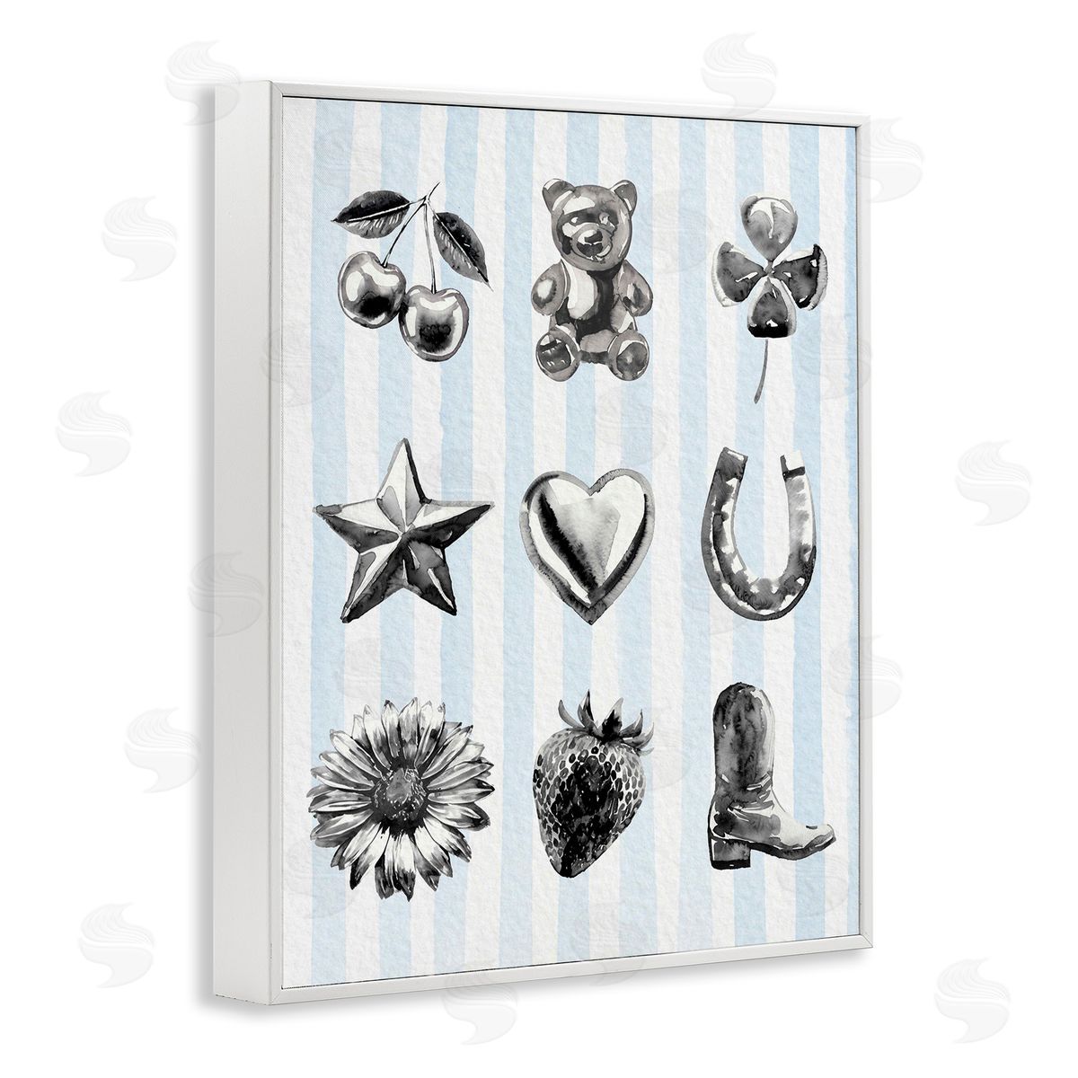 Lil' Rue Glam Western on Blue Canvas Wall Art Print