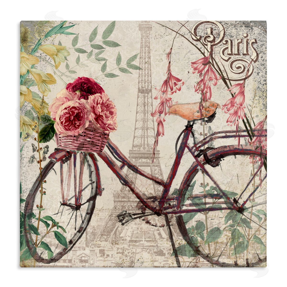 Sophie 6 Vintage Riding Through Paris Canvas Wall Art Print