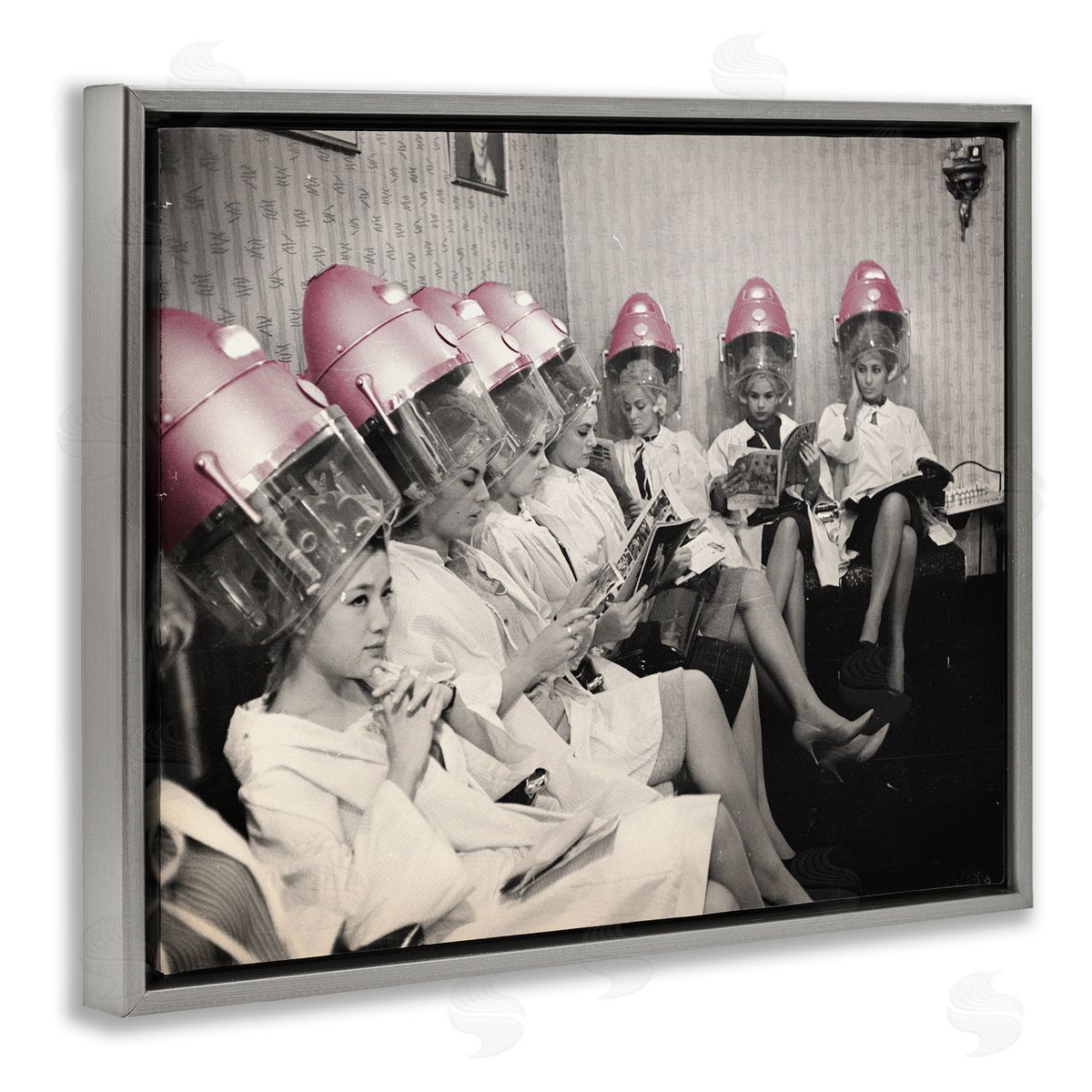 Sophie 6 Vintage Pink Hair Dryers Canvas Wall Art Print