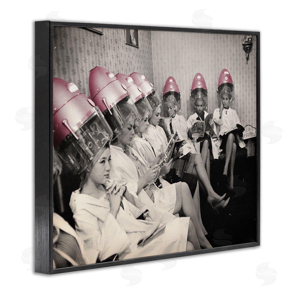Sophie 6 Vintage Pink Hair Dryers Canvas Wall Art Print