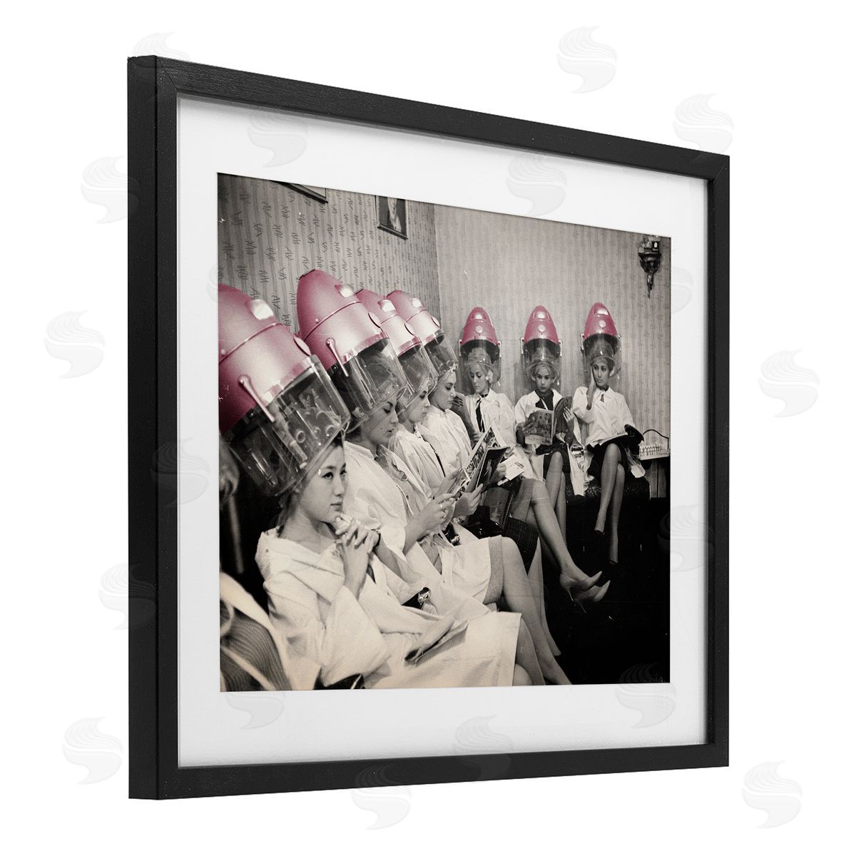 Sophie 6 Vintage Pink Hair Dryers Canvas Wall Art Print