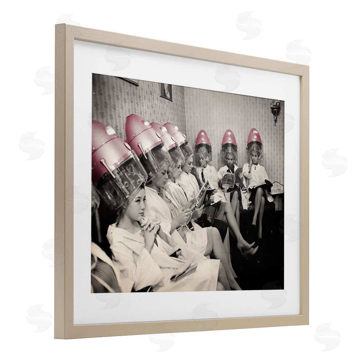 Sophie 6 Vintage Pink Hair Dryers Canvas Wall Art Print