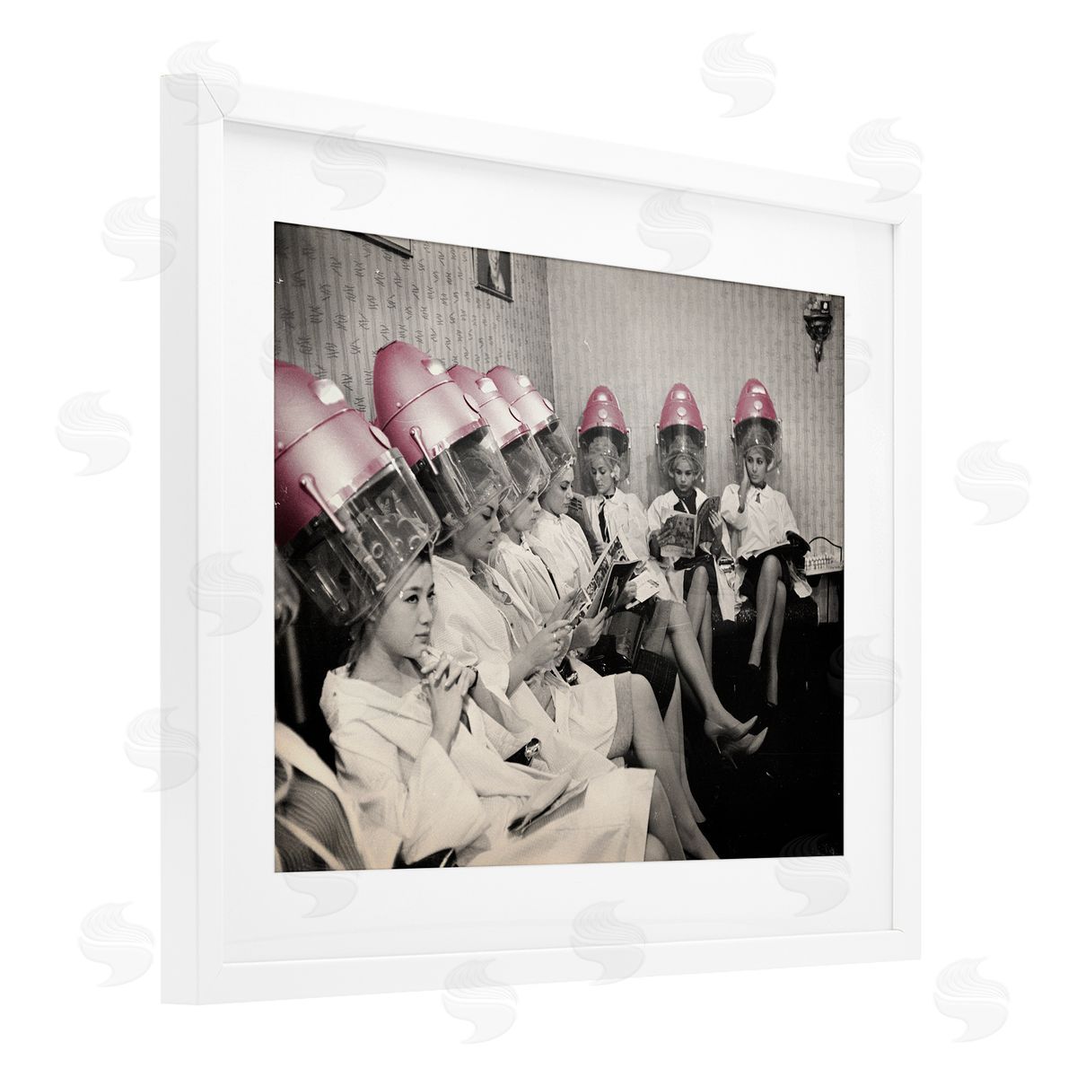 Sophie 6 Vintage Pink Hair Dryers Canvas Wall Art Print