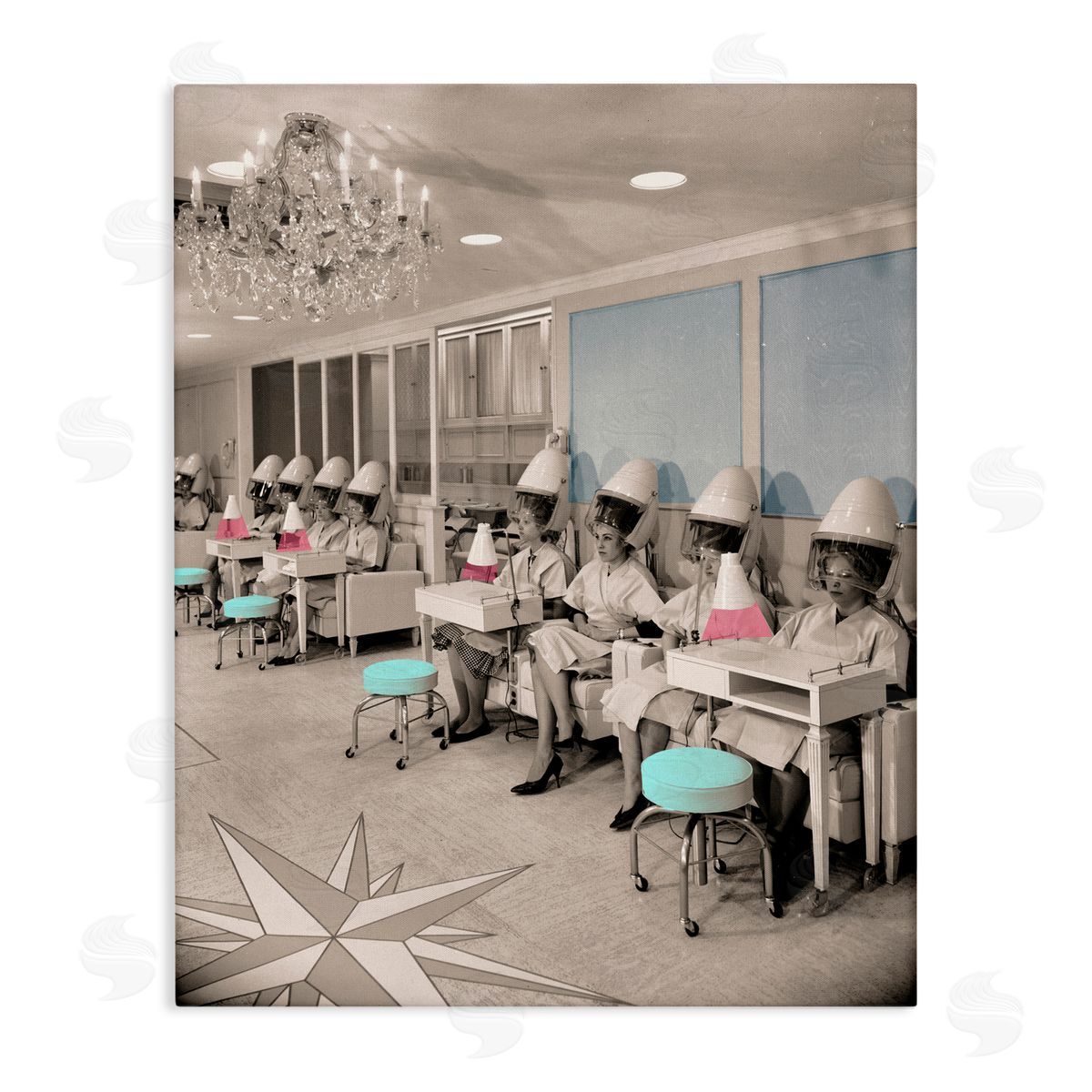 Sophie 6 Vintage Hair Salon Pampering Canvas Wall Art Print