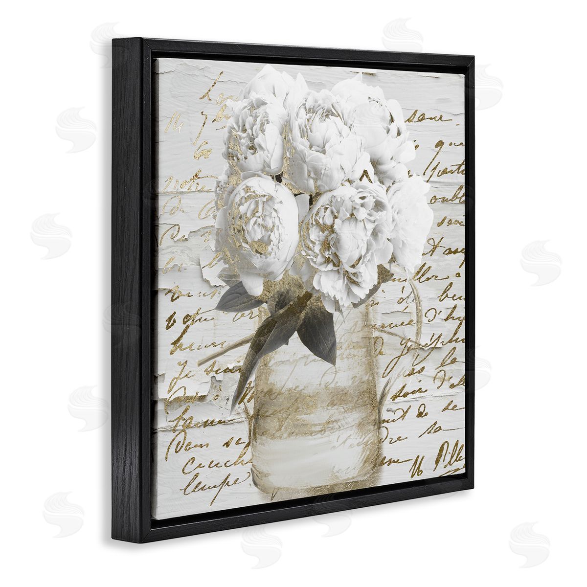 Sophie 6 Peonies with Vintage Script Canvas Wall Art Print