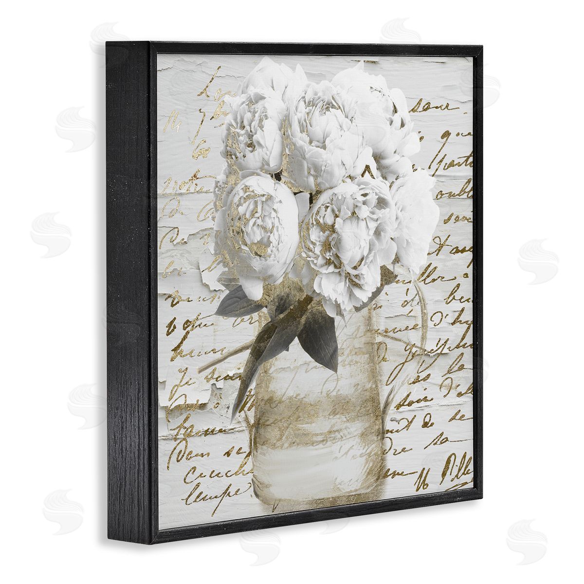 Sophie 6 Peonies with Vintage Script Canvas Wall Art Print