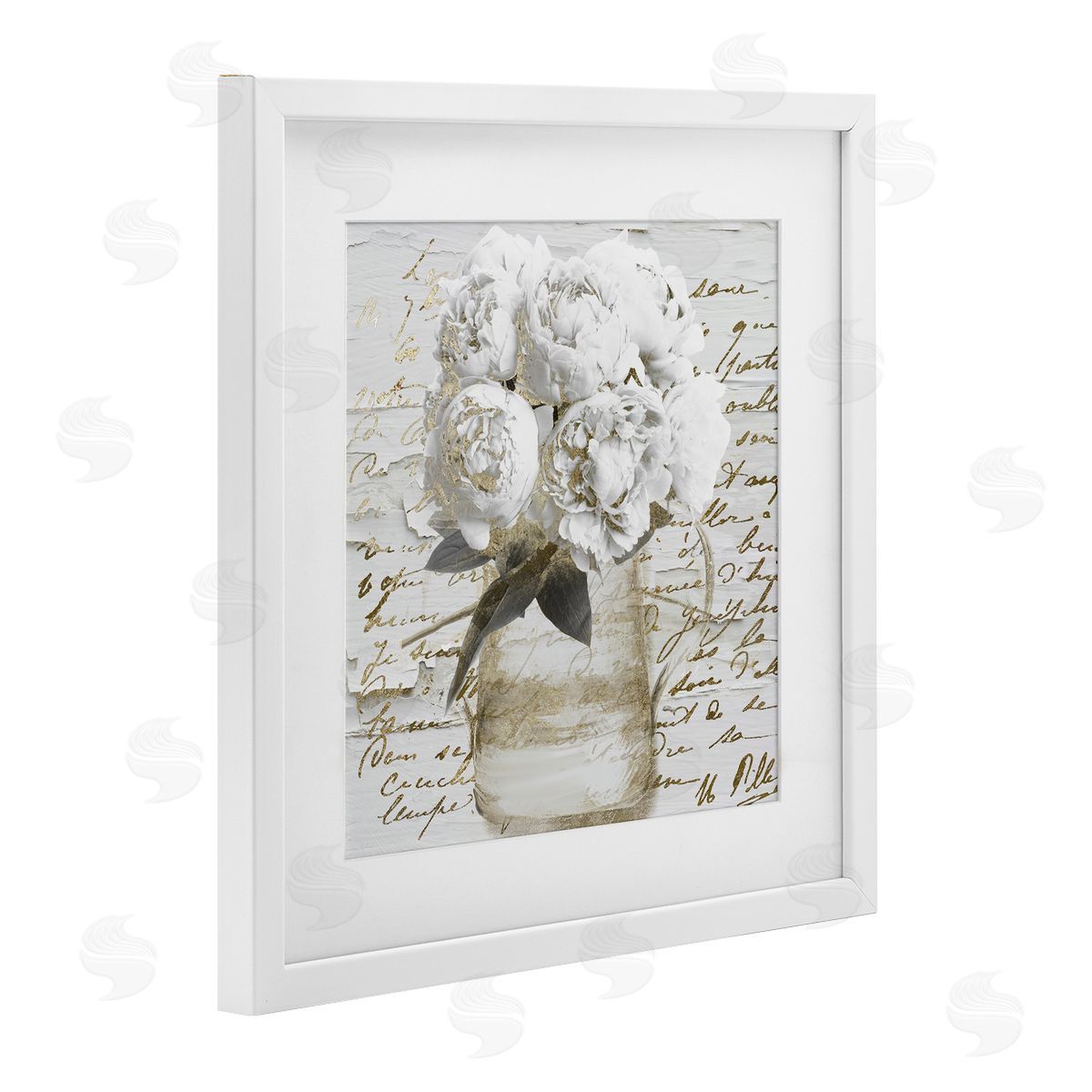 Sophie 6 Peonies with Vintage Script Canvas Wall Art Print