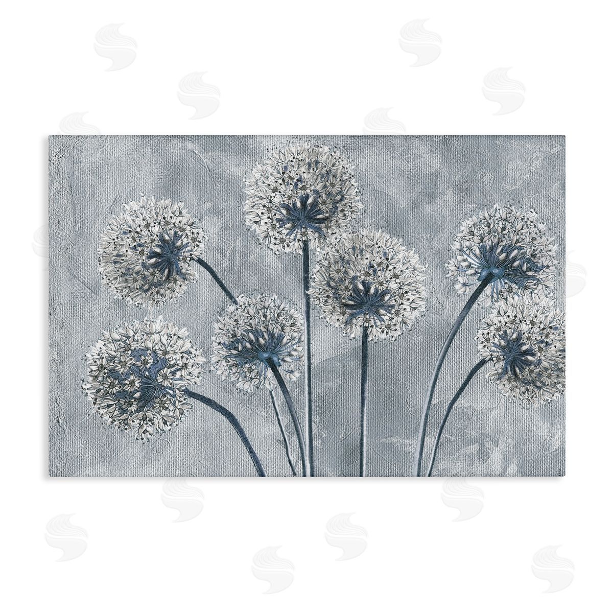 Sophie 6 Blue Onion Flowers Canvas Wall Art Print