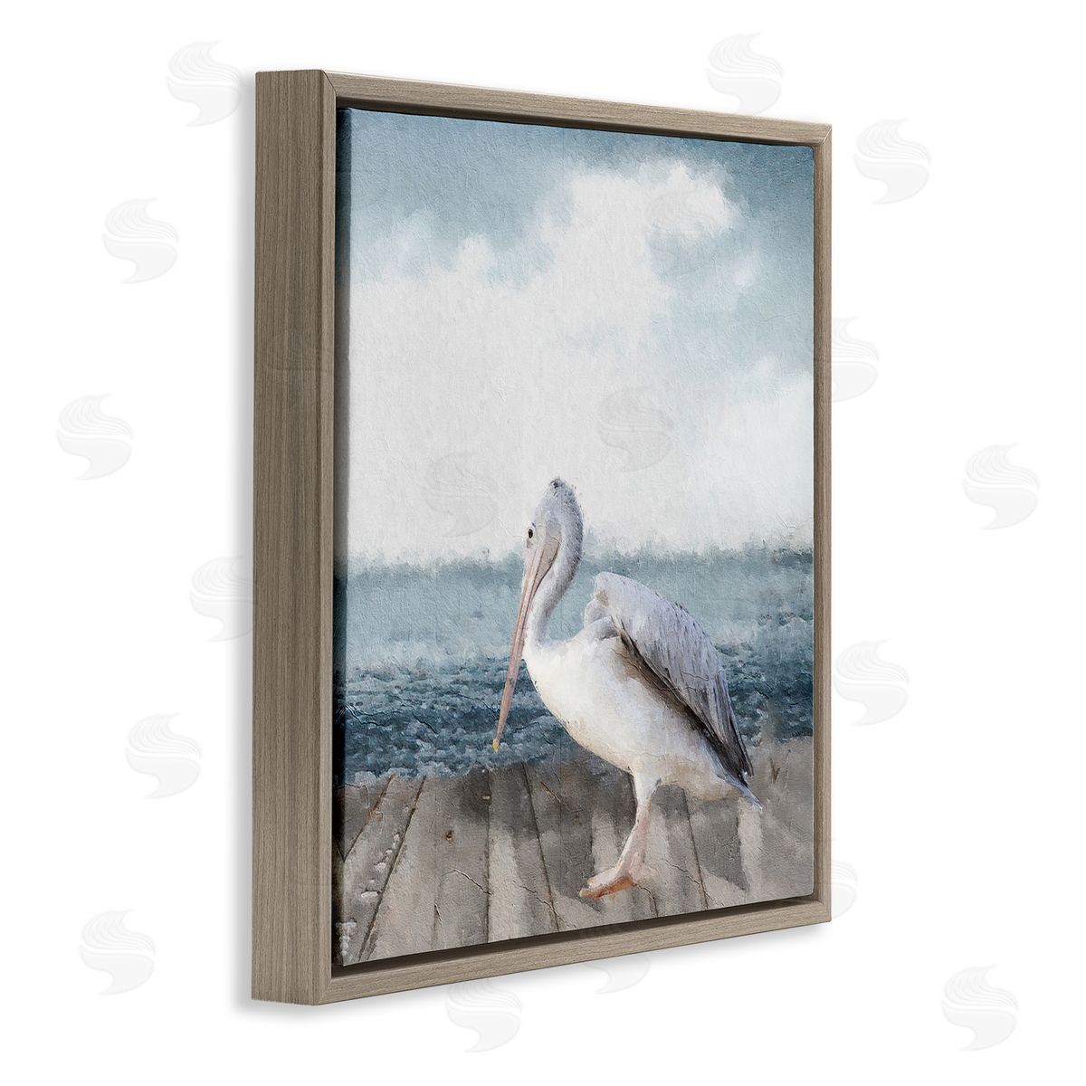 Sophie 6 Expressionist Pelican on Dock Canvas Wall Art Print