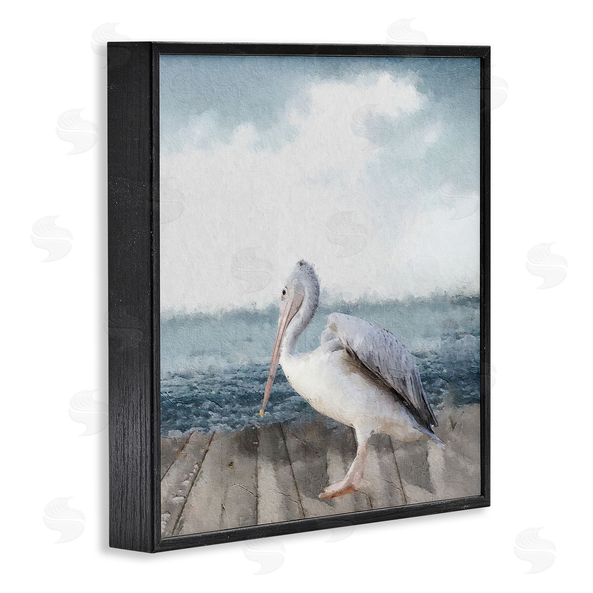 Sophie 6 Expressionist Pelican on Dock Canvas Wall Art Print